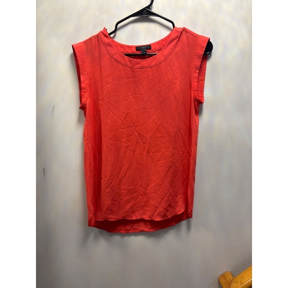 J. Crew Sleeveless Coral Orange Top Size 0 Cap Sleeve Sheer Blouse